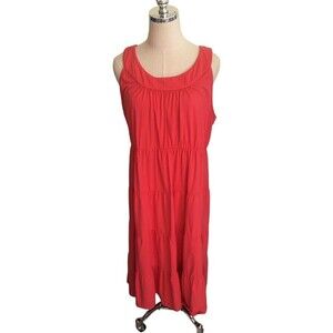 Russ Berens Coral Size Large Midi Dress Women’s Lagenlook Pink Sleeveless
